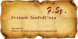 Fritsch Szofrónia névjegykártya